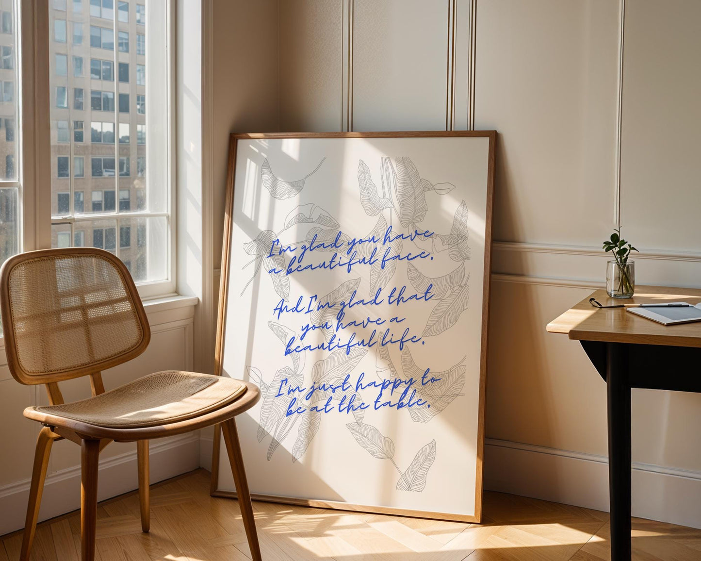 White Lotus Quote Wall Art - 'Happy to Be at the Table' Print - Carrie Coon Laurie Duffy Inspirational TV Quote - Minimalist Home Decor