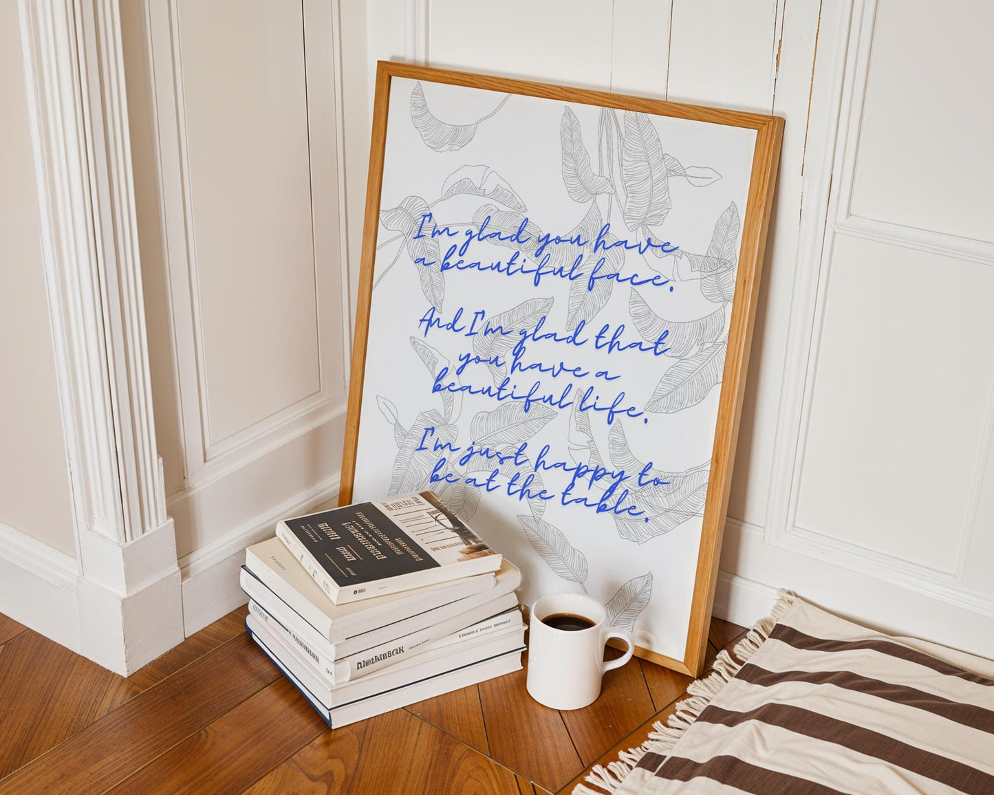 White Lotus Quote Wall Art - 'Happy to Be at the Table' Print - Carrie Coon Laurie Duffy Inspirational TV Quote - Minimalist Home Decor