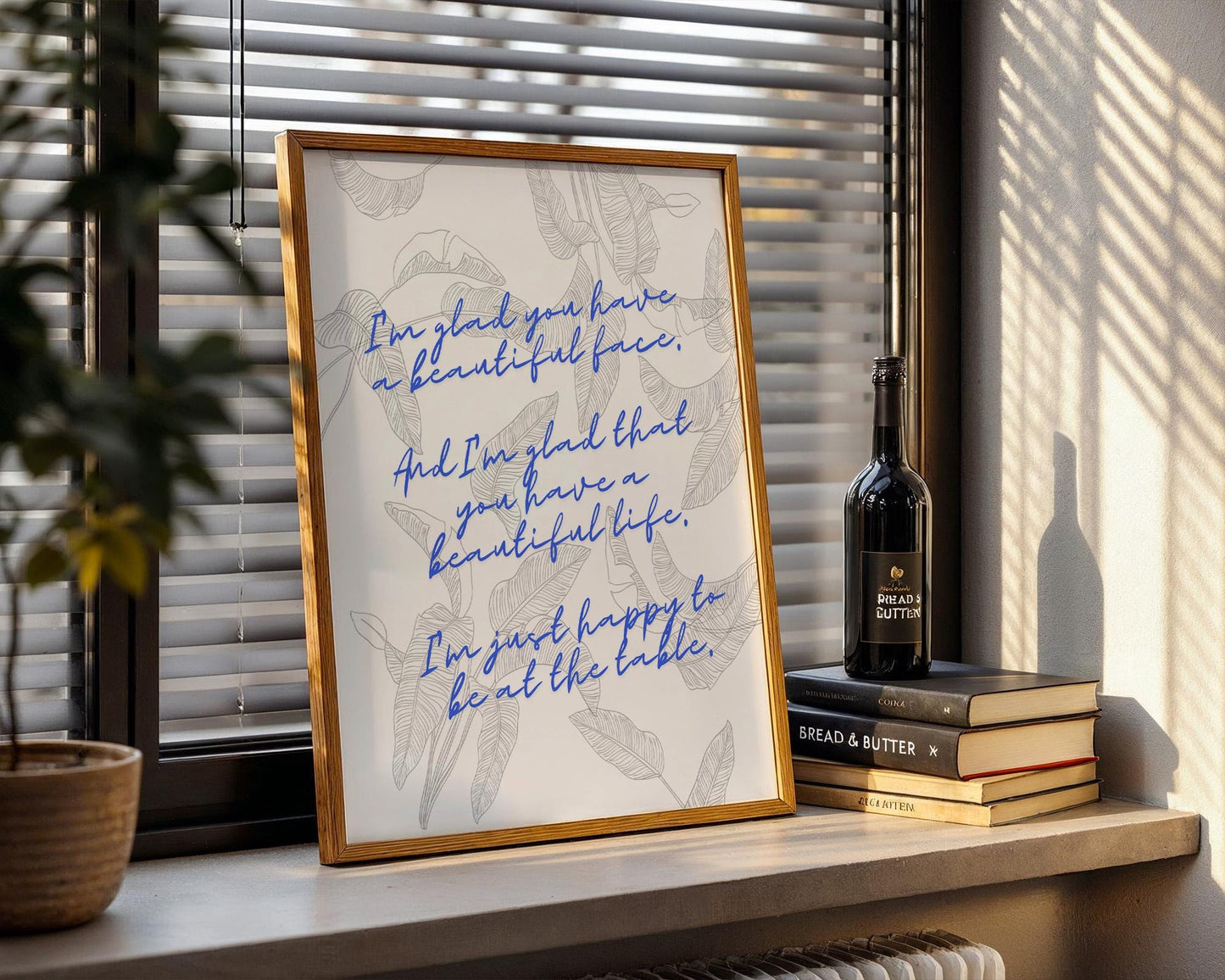 White Lotus Quote Wall Art - 'Happy to Be at the Table' Print - Carrie Coon Laurie Duffy Inspirational TV Quote - Minimalist Home Decor