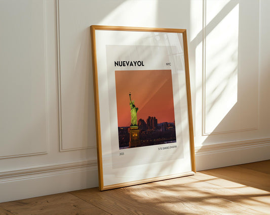 NUEVAYOL NYC Poster – Inspired by Bad Bunny Song – Statue Liberty Sunset Art Print – Spanish Nueva York Wall Decor – Si Te Quieres Divertir