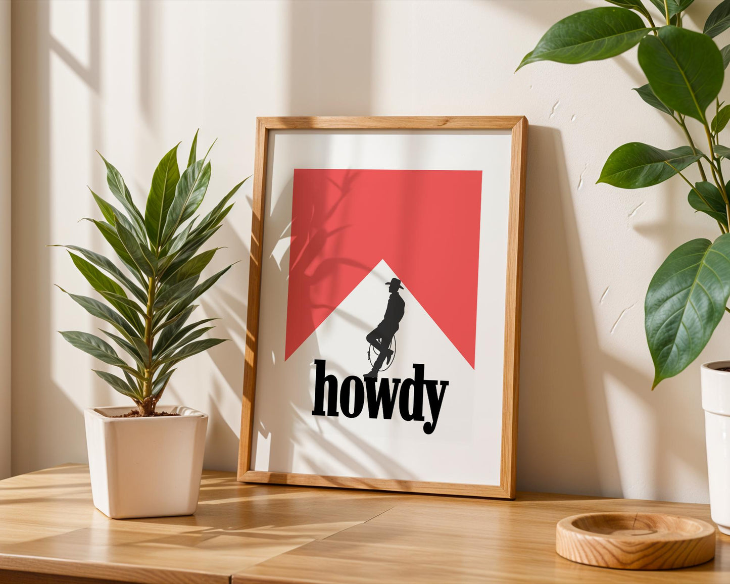 Howdy Western Wall Art – Cowboy Silhouette Print, Rustic Country Home Decor, Farmhouse Printable, Rodeo Cowboy Poster, Southern Greeting Art