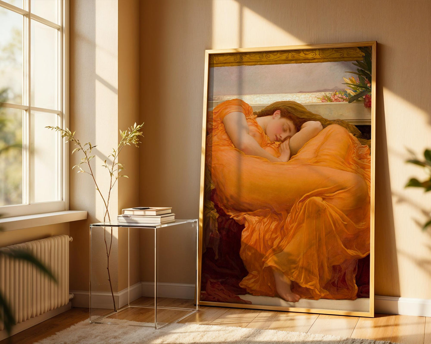 Flaming June - Frederic Leighton - ArtPrint - Victorian Painting - Romantic Classic Art - Wall Decor - Famous Artwork - Pre-Raphaelite Style