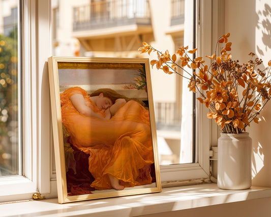 Flaming June - Frederic Leighton - ArtPrint - Victorian Painting - Romantic Classic Art - Wall Decor - Famous Artwork - Pre-Raphaelite Style