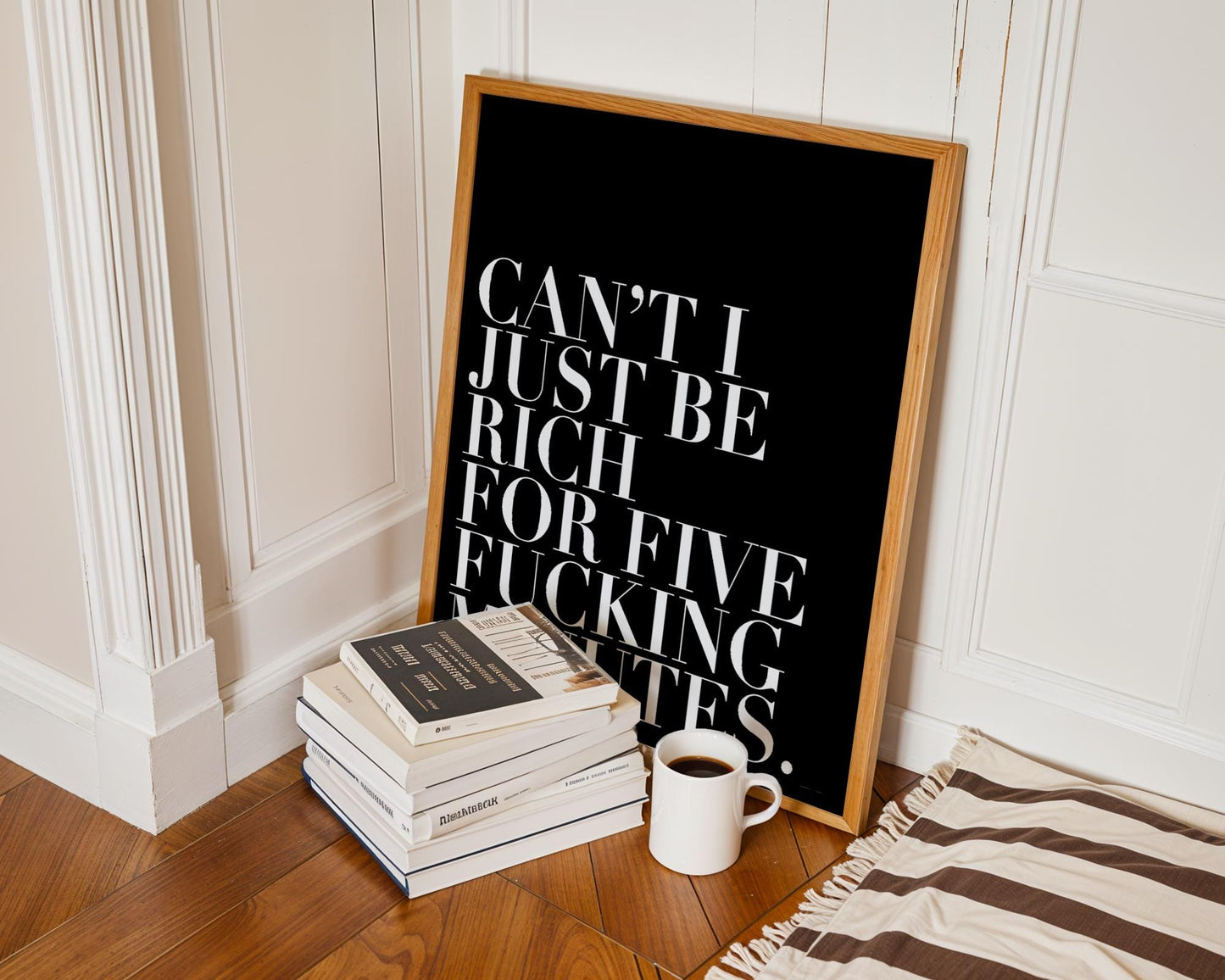 White Lotus Belinda Quote Print – “Can’t I Just Be Rich for Five Minutes” Minimalist Wall Art, Modern Typography Poster