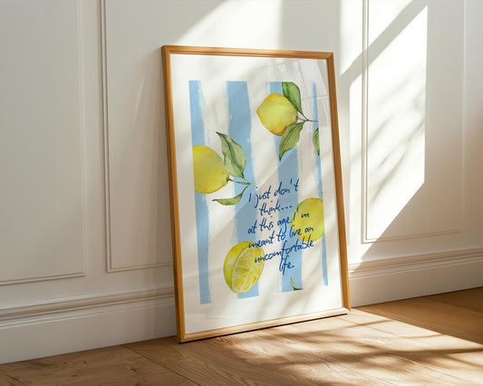 White Lotus Quote Print - Parker Posey Inspired Wall Art - 'I Just Don't Think at This Age' - Boho Watercolor Poster - TV Show Quote Decor