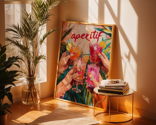 Colorful Aperitif Cocktail Wall Art – Tropical Painted Drink Painting, Summer Party Bar Decor, Vibrant Acrylic Print - Kitchen or Lounge