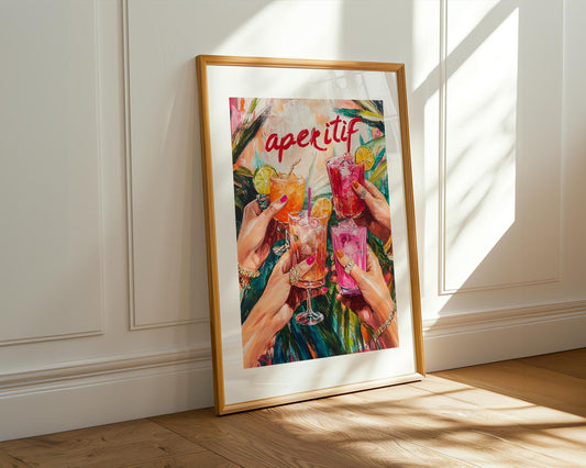 Colorful Aperitif Cocktail Wall Art – Tropical Painted Drink Painting, Summer Party Bar Decor, Vibrant Acrylic Print - Kitchen or Lounge