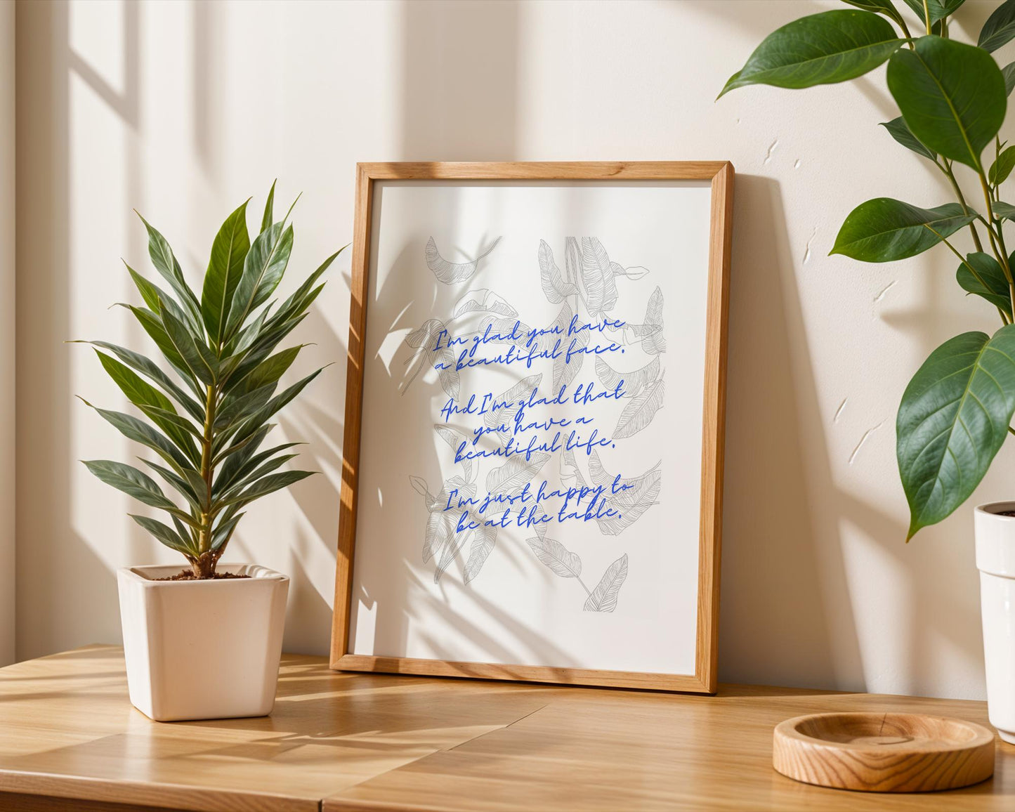 White Lotus Quote Wall Art - 'Happy to Be at the Table' Print - Carrie Coon Laurie Duffy Inspirational TV Quote - Minimalist Home Decor