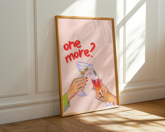 Happy Hour Wall Art - Whimsical Cocktail Print, Trendy Bar Decor, Girly Martini & Champagne Art, Pretty Pastel Palette