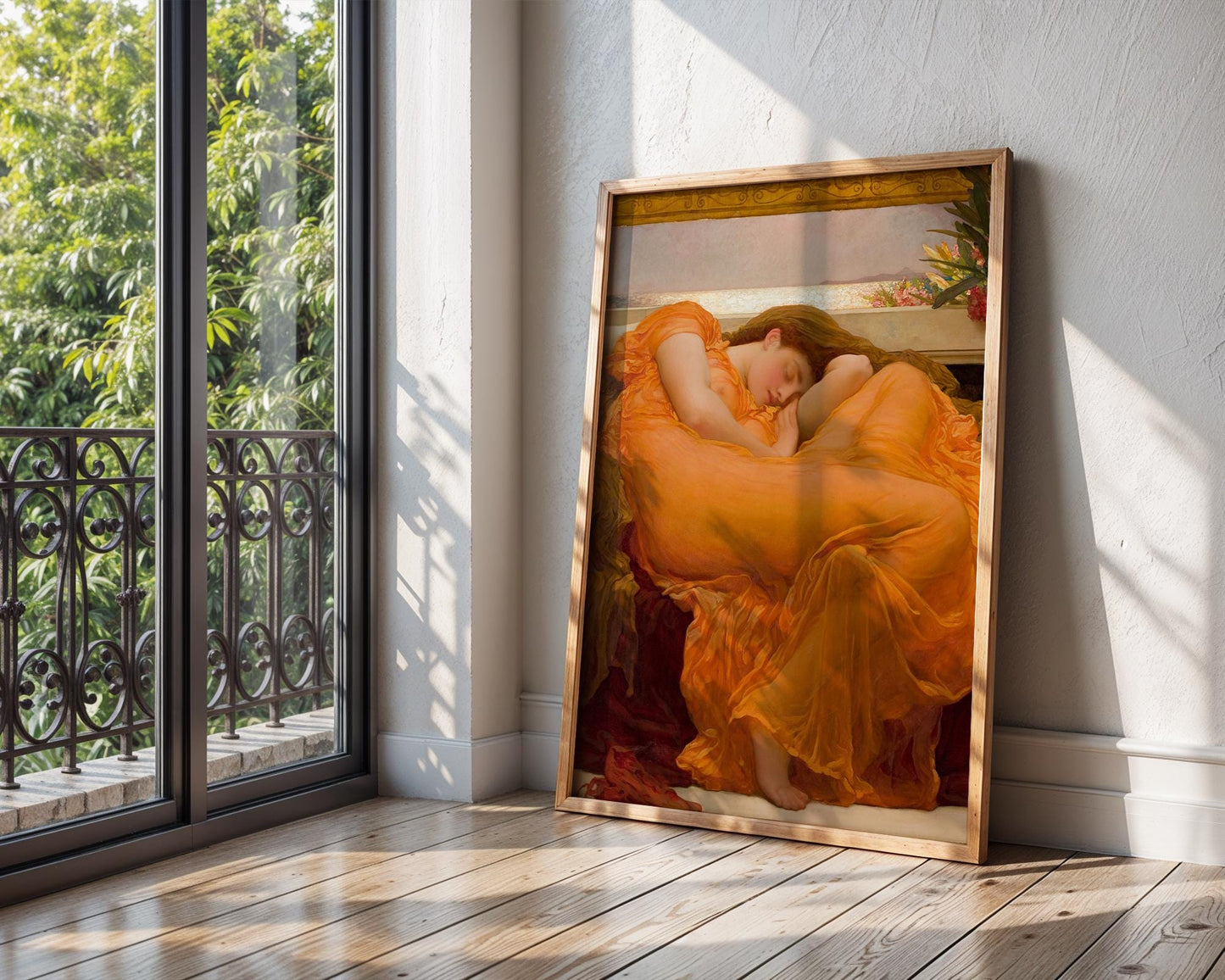Flaming June - Frederic Leighton - ArtPrint - Victorian Painting - Romantic Classic Art - Wall Decor - Famous Artwork - Pre-Raphaelite Style