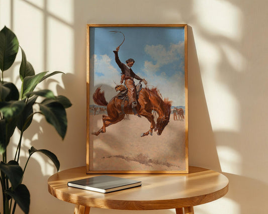 Cowboy Rodeo Art Print - Bronco Buster Frederic Remington Wall Decor - Horseback Rider - Rustic Cowboy - Wild West Art - Vintage Western