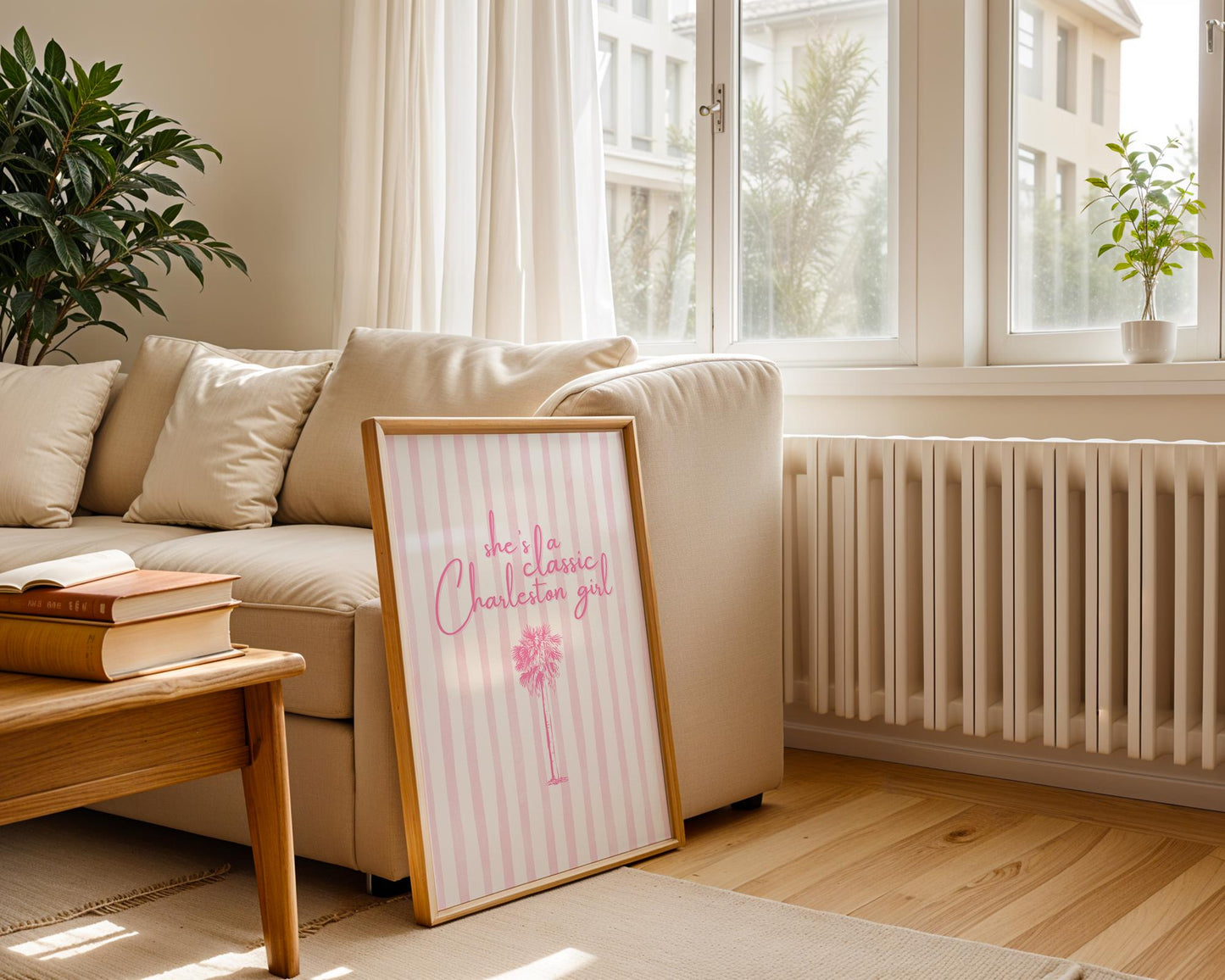 She’s a Classic Charleston Girl Print – Southern Wall Art, Pink Palmetto Decor, Preppy Coastal Quote, College of Charleston
