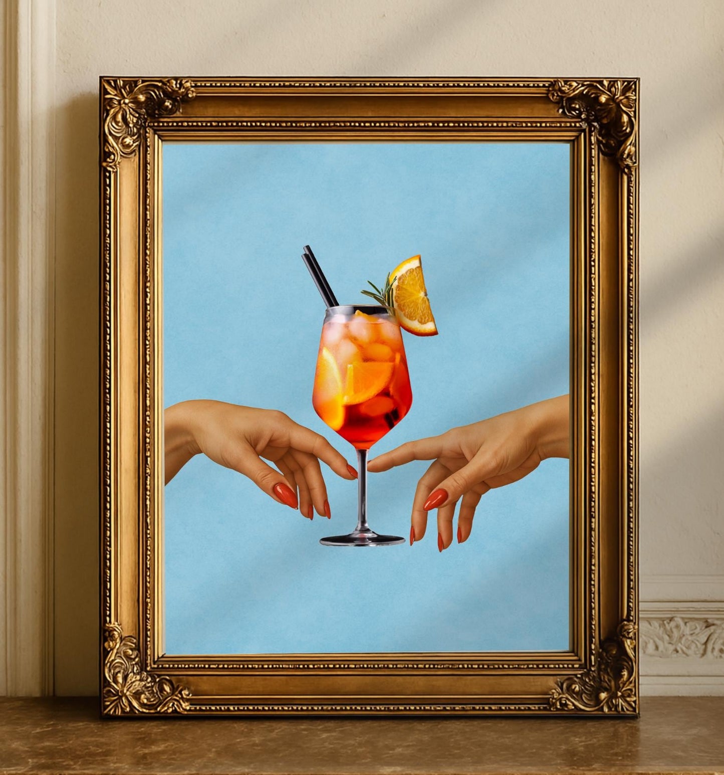 Aesthetic Cocktail Art Print - Aperol Spritz Wall Decor - Modern Bar Cart Art - Orange Drink Poster - Summer Beverage Print - Minimalist Art