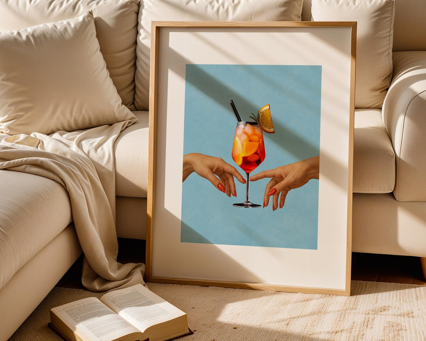 Aesthetic Cocktail Art Print - Aperol Spritz Wall Decor - Modern Bar Cart Art - Orange Drink Poster - Summer Beverage Print - Minimalist Art