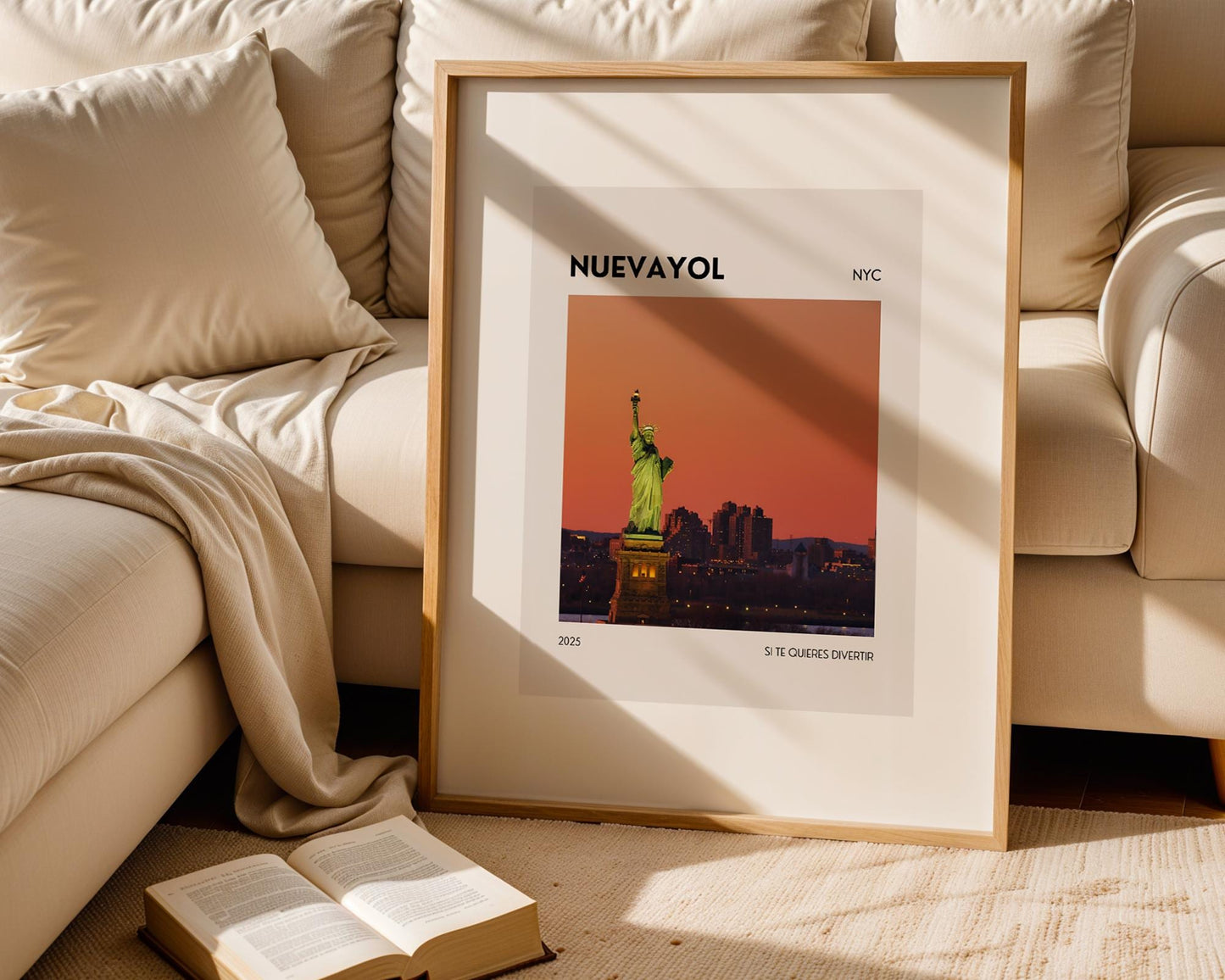 NUEVAYOL NYC Poster – Inspired by Bad Bunny Song – Statue Liberty Sunset Art Print – Spanish Nueva York Wall Decor – Si Te Quieres Divertir