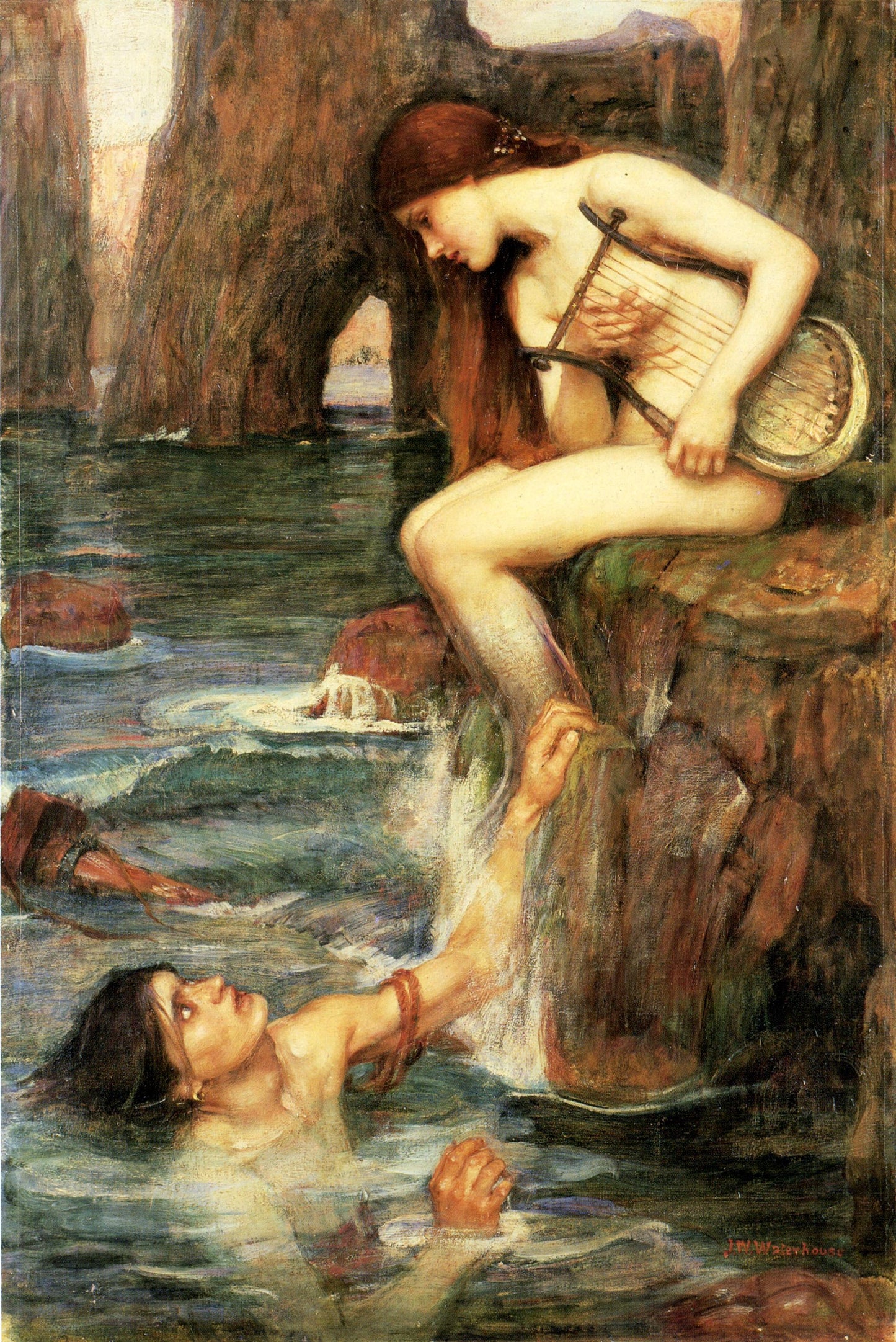 The Siren - John William Waterhouse - Art Print - Pre-Raphaelite Painting - Victorian Romance Art - Wall Decor - Famous Artwork