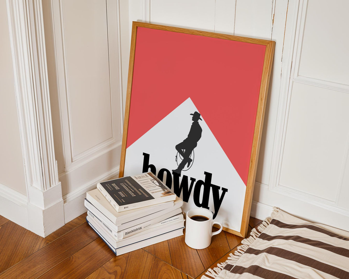 Howdy Western Wall Art – Cowboy Silhouette Print, Rustic Country Home Decor, Farmhouse Printable, Rodeo Cowboy Poster, Southern Greeting Art