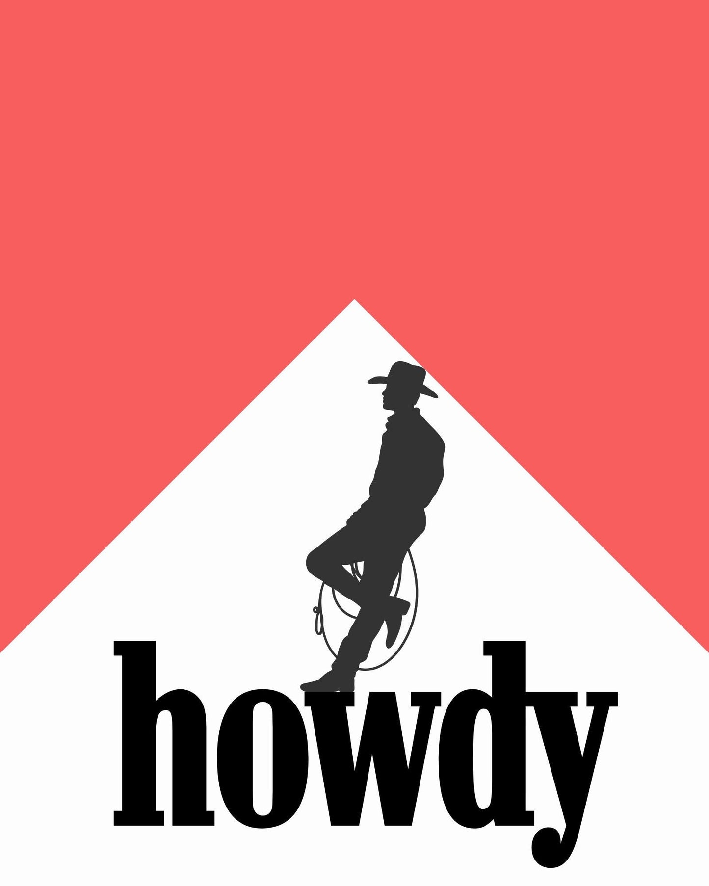 Howdy Western Wall Art – Cowboy Silhouette Print, Rustic Country Home Decor, Farmhouse Printable, Rodeo Cowboy Poster, Southern Greeting Art