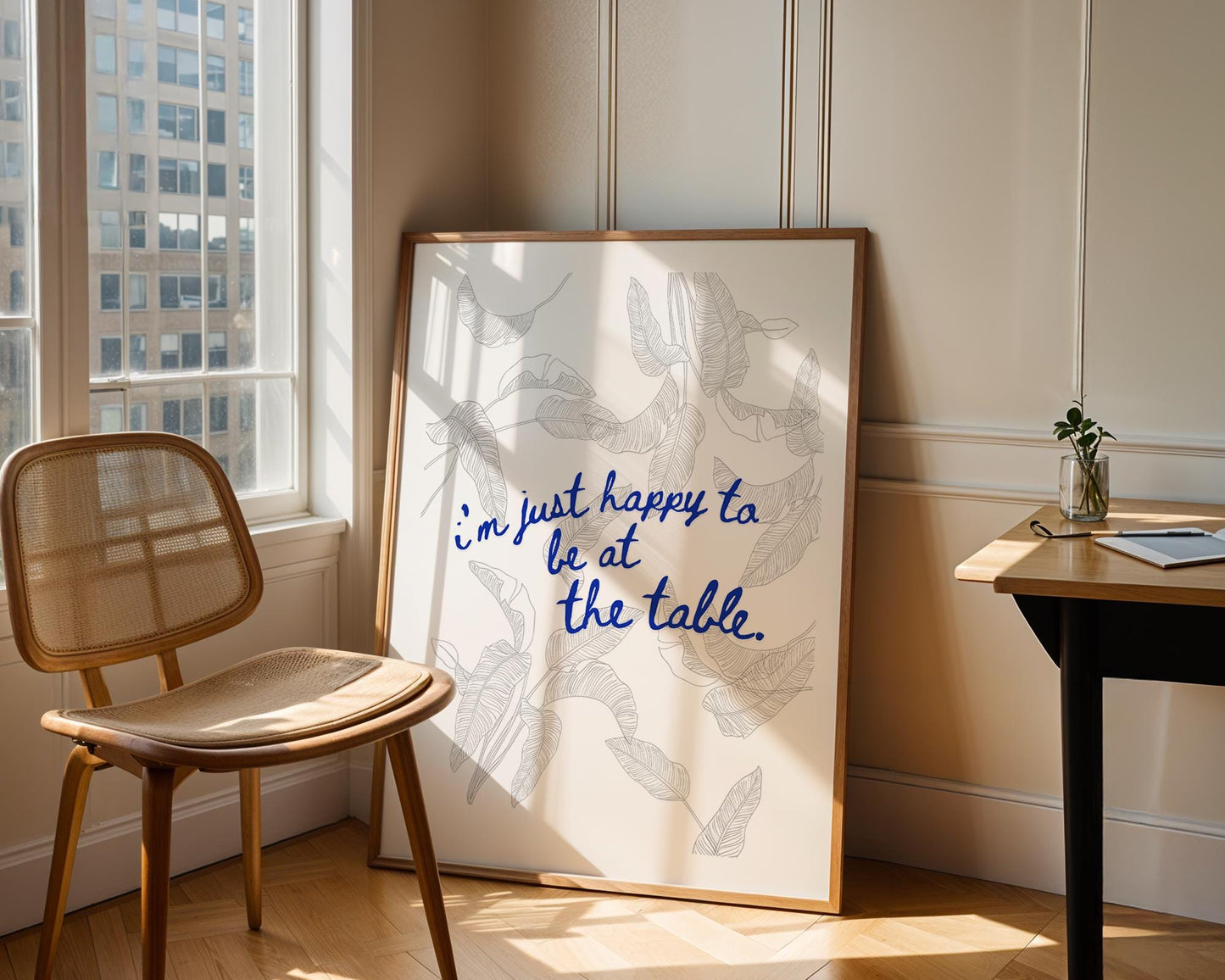 White Lotus Quote Wall Art - 'Happy to Be at the Table' Print - Carrie Coon Laurie Duffy Inspirational TV Quote - Minimalist Home Decor