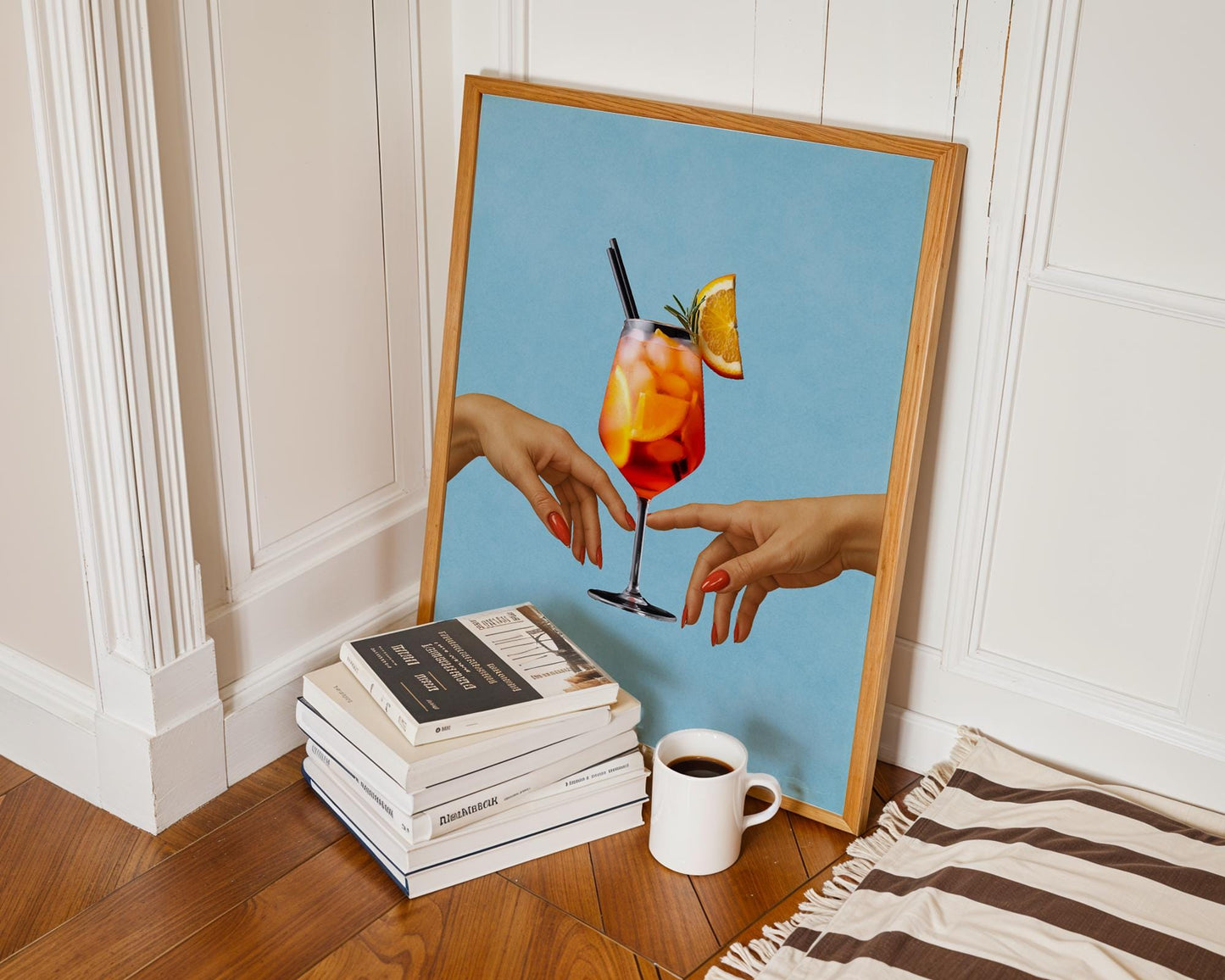 Aesthetic Cocktail Art Print - Aperol Spritz Wall Decor - Modern Bar Cart Art - Orange Drink Poster - Summer Beverage Print - Minimalist Art