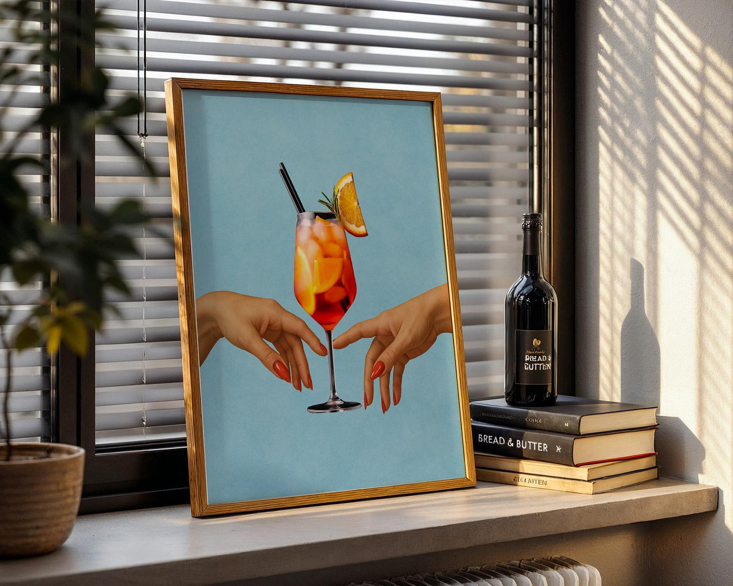 Aesthetic Cocktail Art Print - Aperol Spritz Wall Decor - Modern Bar Cart Art - Orange Drink Poster - Summer Beverage Print - Minimalist Art