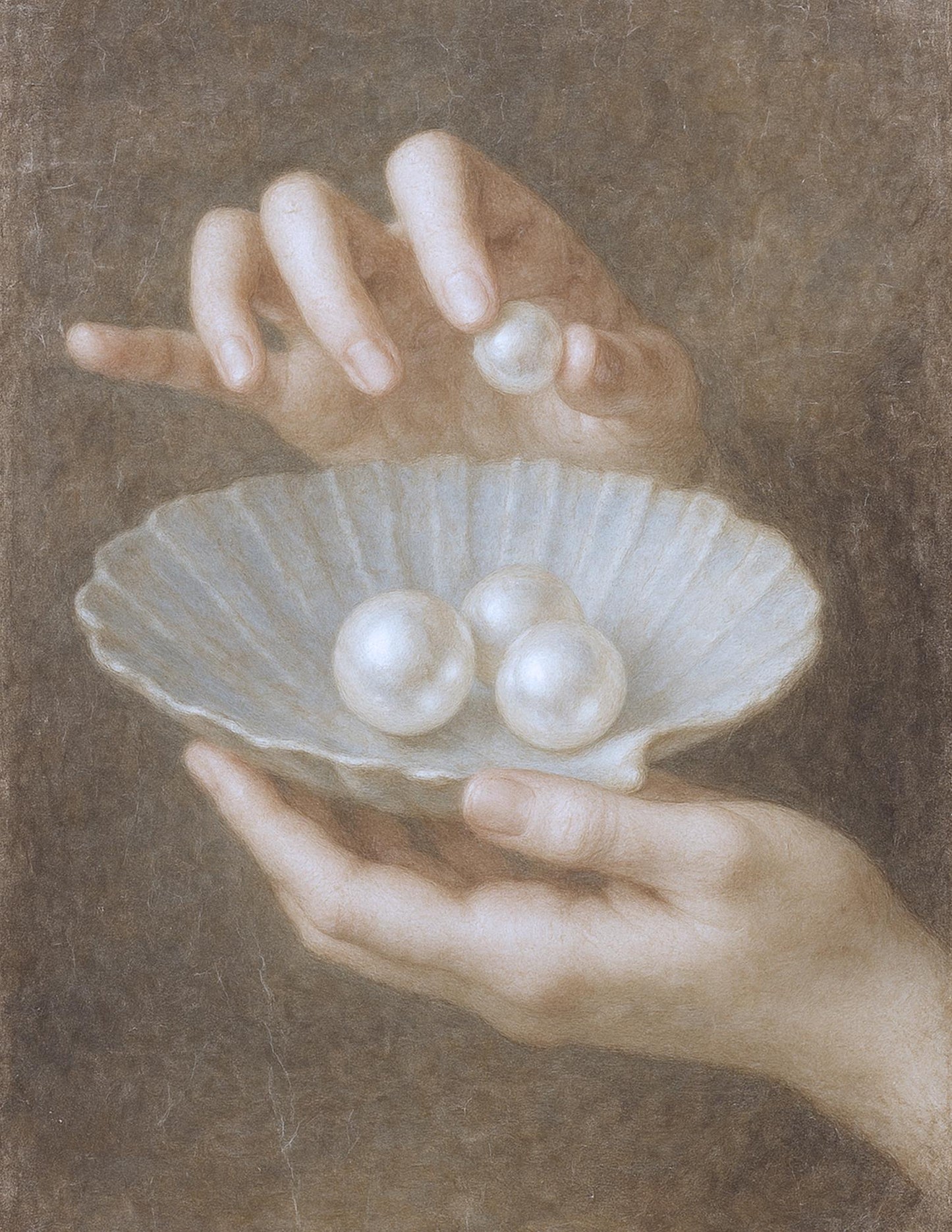 Hands with Pearls - Inspired by Pierre Mignard - Art Print - Baroque Painting - French Classical Art - Wall Decor - 17th Century Style