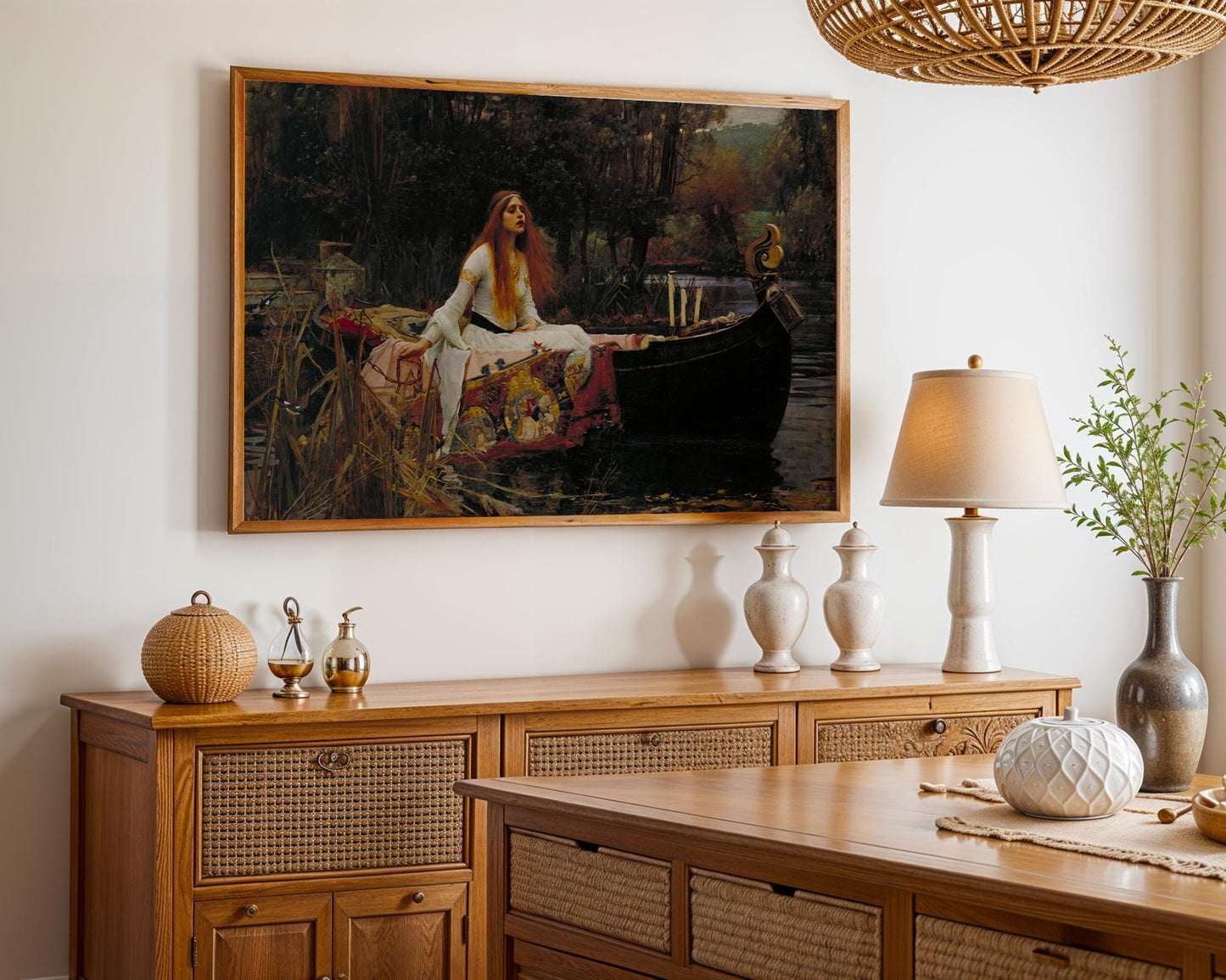 The Lady of Shalott - John William Waterhouse - Art Print - Pre-Raphaelite Painting - Victorian Romance Art - Wall Decor - Famous Artwork