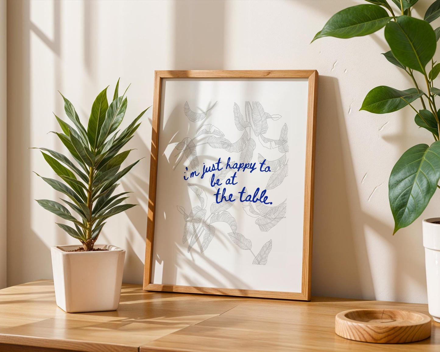 White Lotus Quote Wall Art - 'Happy to Be at the Table' Print - Carrie Coon Laurie Duffy Inspirational TV Quote - Minimalist Home Decor
