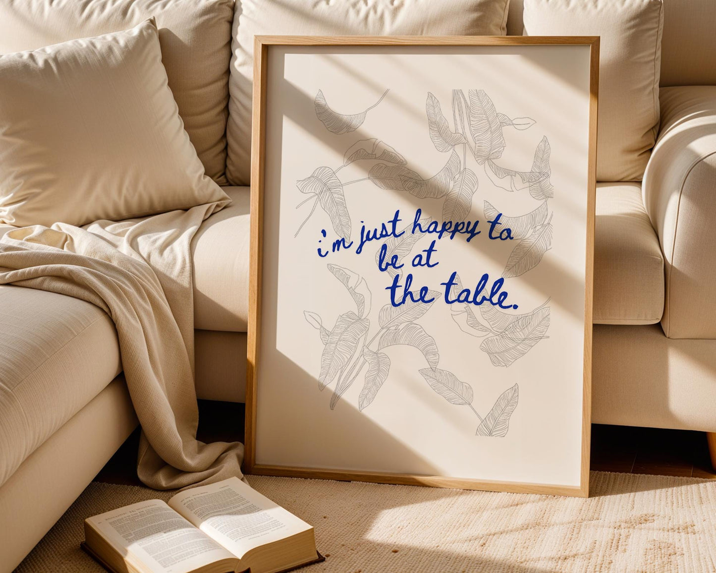 White Lotus Quote Wall Art - 'Happy to Be at the Table' Print - Carrie Coon Laurie Duffy Inspirational TV Quote - Minimalist Home Decor