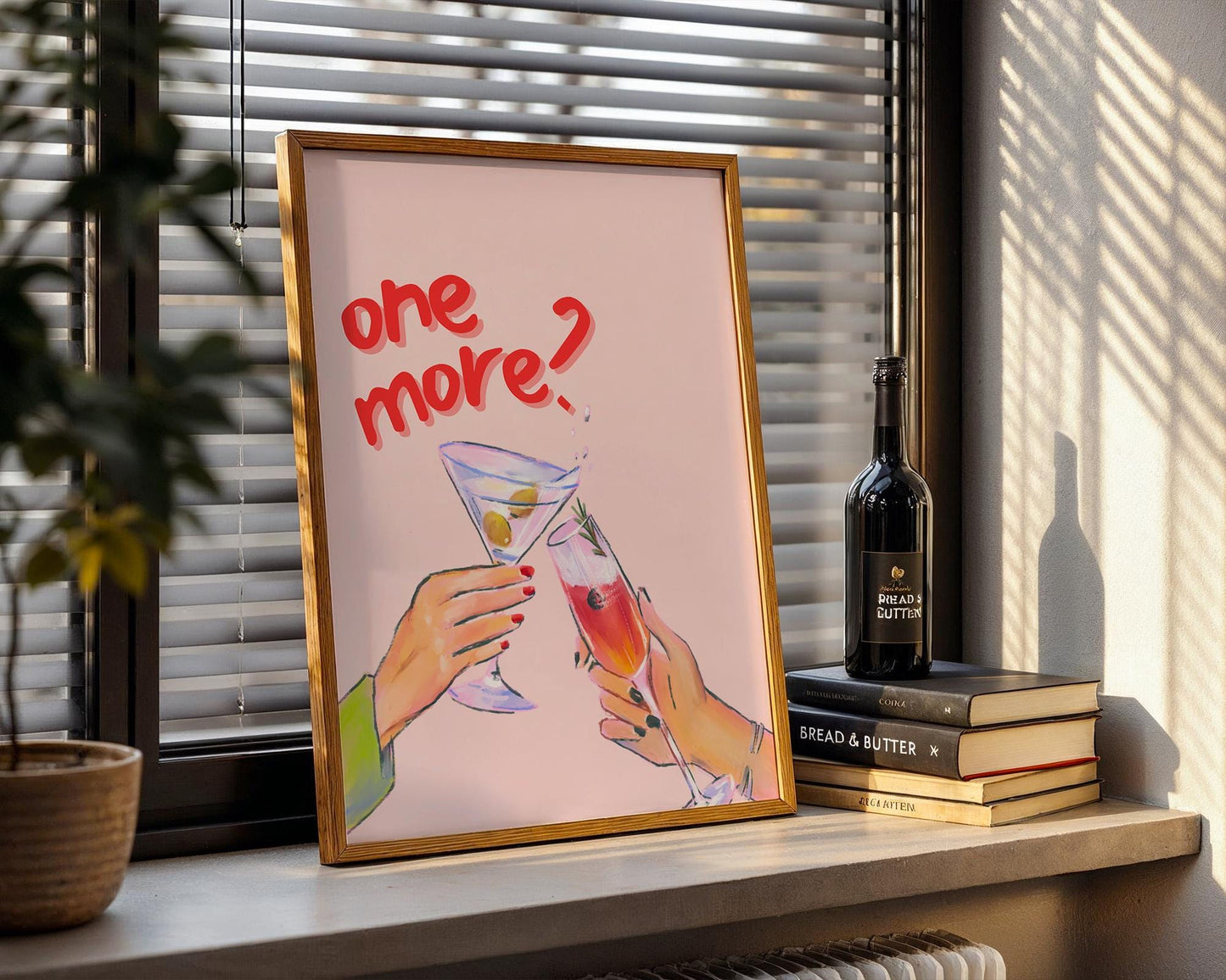 Happy Hour Wall Art - Whimsical Cocktail Print, Trendy Bar Decor, Girly Martini & Champagne Art, Pretty Pastel Palette