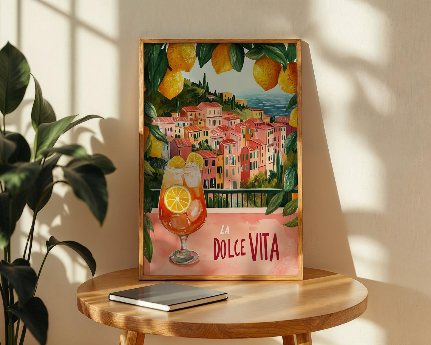 La Dolce Vita Mediterranean Print – Italian Coast Poster, Lemon Art, Aperol Spritz Illustration, Amalfi Coast Wall Decor Kitchen or Bar Art