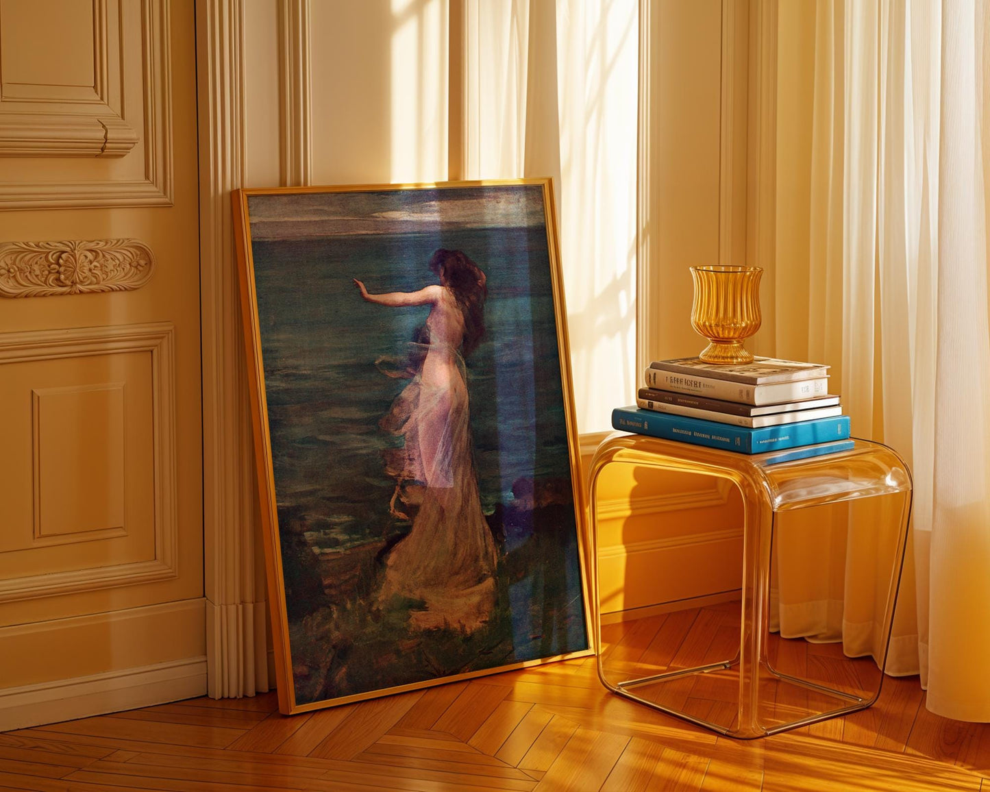 Ariadne by John Lavery Print – Romantic Mythological Wall Art, Vintage Female Body Seaside Painting, Classical Fine Art Reproduction