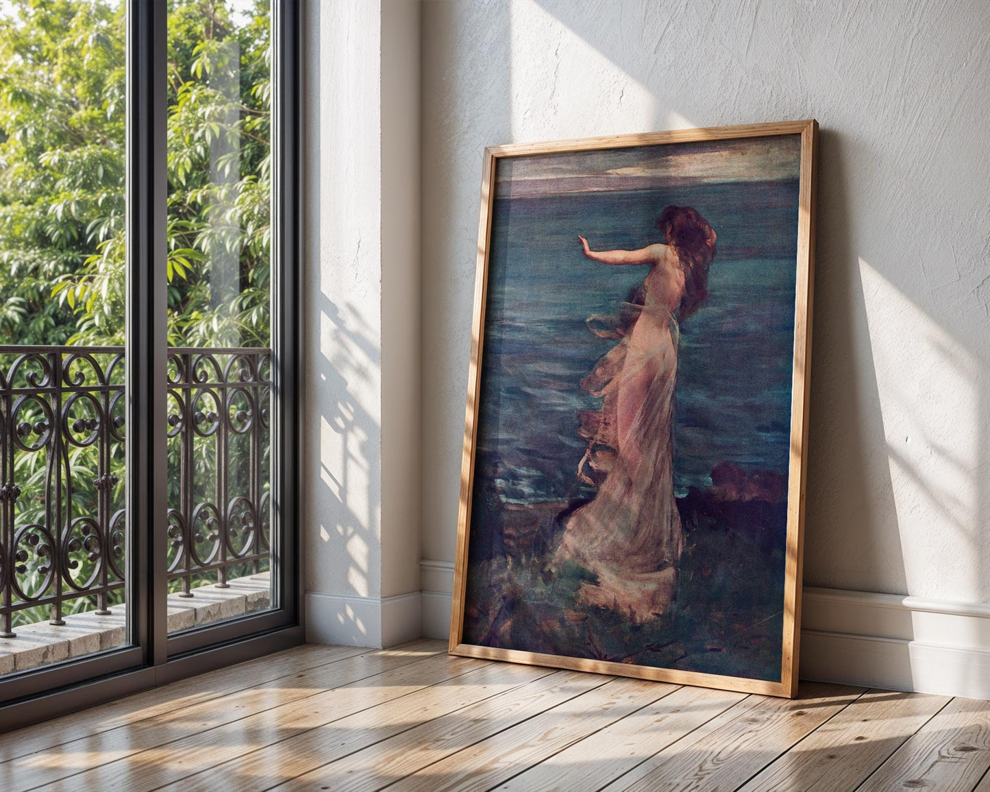 Ariadne by John Lavery Print – Romantic Mythological Wall Art, Vintage Female Body Seaside Painting, Classical Fine Art Reproduction